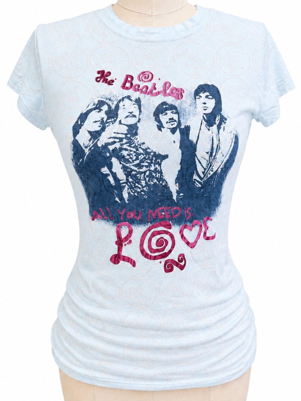 💋 🌟 Beatles "Love" Graphic Tee | Pale Blue Collectible | Never Worn | Sz Small